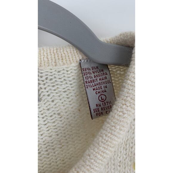 Vintage Karen Scott Evening Womens Cream Silk Angora Sweater Sequins Size Large - Picture 8 of 10